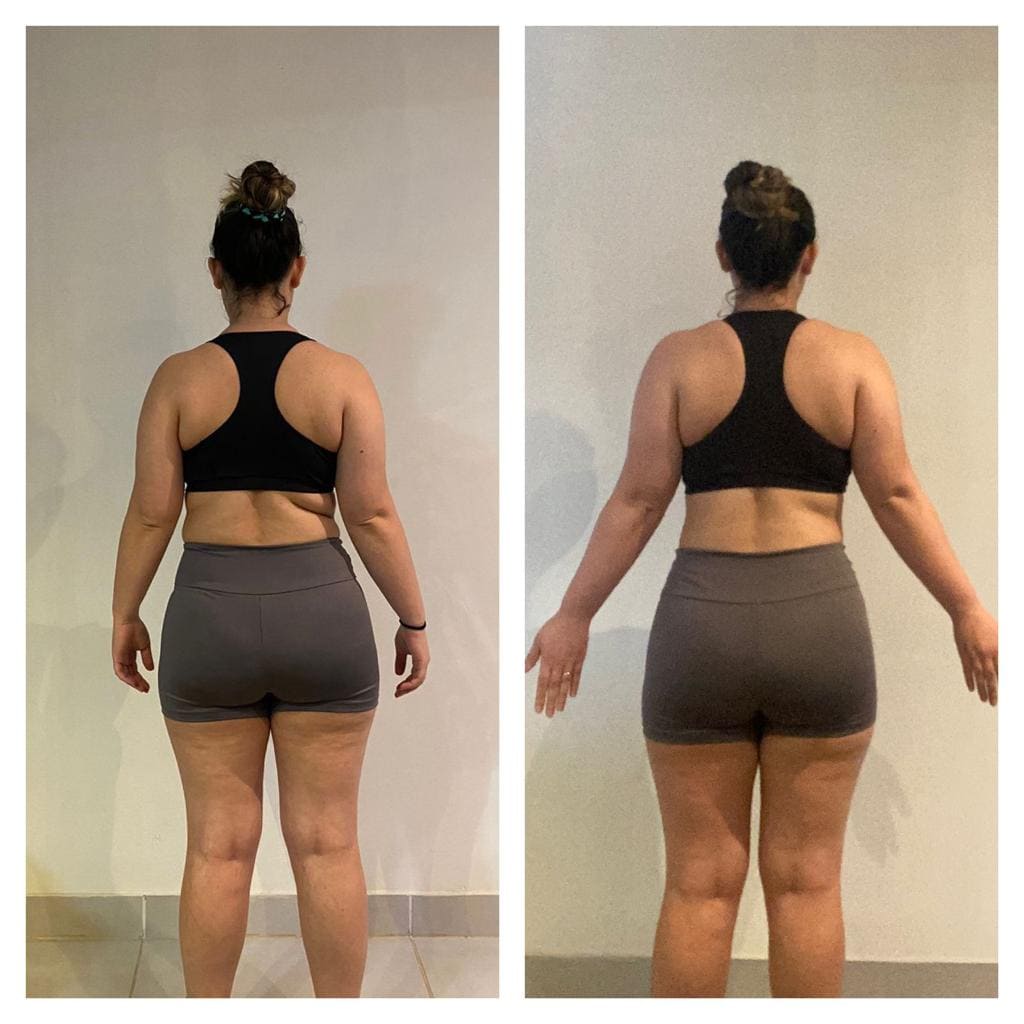 Resultado de aluna da consultoria, com transformação notável.